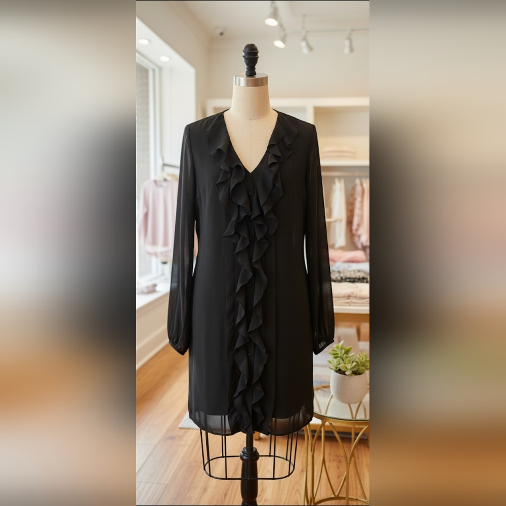 Coast Button Down Chiffon Ruffle Dress